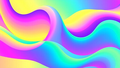 Vibrant abstract fluid waves create a dynamic and colorful background, showcasing a modern blend of neon gradients and holographic textures for captivating digital art designs