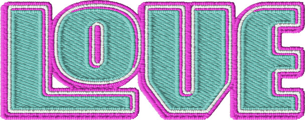 Colorful LOVE Embroidery Lettering Patch Design