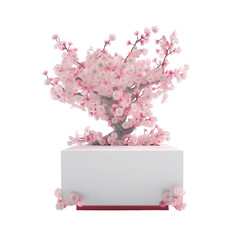 3D rendering of a cherry blossom tree in a white cube