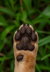 Obraz premium Dog Paw Close Up on Green Grass