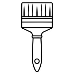 A simple black and white line drawing of a paintbrush, isolated