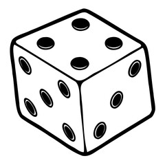A single white die with black pips is shown from an angle, isolated