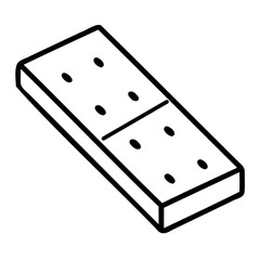A simple line drawing of a domino with six dots on each side, isolated