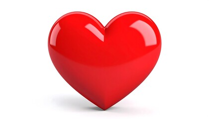 A glossy red heart on a white background.  3D rendered heart
