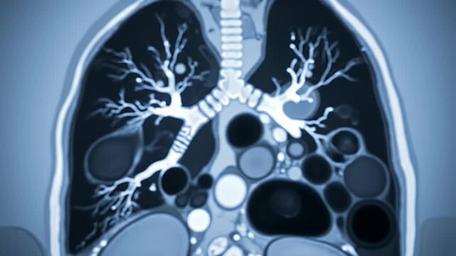 CT scan human lungs with airway.
