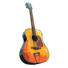 Naklejka premium An artistic depiction of an acoustic guitar showcasing vibrant colors and intricate design, perfect for music enthusiasts.