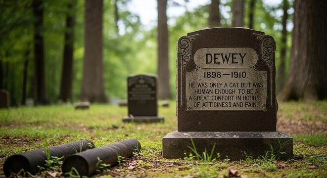 Old weathered gravestone in a peaceful forest cemetery setting