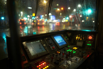 Rainy Night City Streets with Wet Control Screen