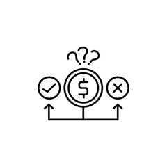 Money choice options  yes, no, im unsure. Perfect for financial decisionmaking concepts, stock market analysis visuals.
