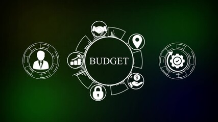 BUDGET Technology, Internet and network concept .network , business ,technology concept animation technology background. Animated BUDGET process illustration featuring video, - Powered by Adobe