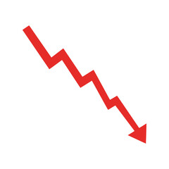 Red downward trending arrow graph financial crisis stock market crash economic decline recession concept