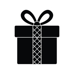 Black gift box with ribbon vector illustration present icon celebration surprise isolated eps graphic