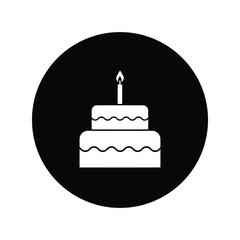 Two tier birthday cake with candle icon celebration dessert vector graphic party food element