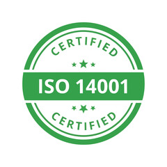 Iso 14001 certified green seal emblem environmental management system stamp