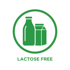 Lactose free dairy products green icon milk bottle carton healthy food symbol