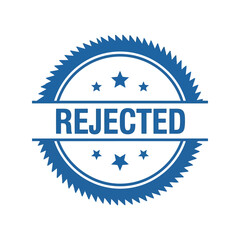 Fototapeta premium Blue rejected stamp vector illustration not approved seal denial graphic decline mark negative emblem isolated eps
