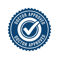 Doctor approved label stamp, medical quality and health safety, professional approved badge
