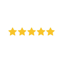 Five golden stars rating excellent customer feedback top quality service best product review icon