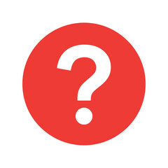 Red question mark icon in a circle, help and support symbol, inquiry and uncertainty