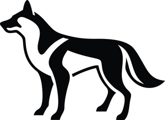 Wolf Line Art Illustration – Black and White Detailed Drawing, High Contrast Digital Artwork