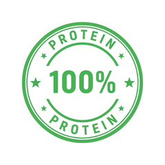 100 protein seal stamp vector illustration nutrition label badge healthy food stamp organic certification icon