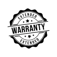 Extended warranty seal stamp badge vector illustration guarantee protection label service contract emblem