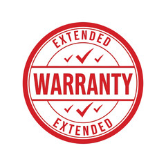 Red circular stamp extended warranty with checkmarks guarantee seal assurance badge service contract icon