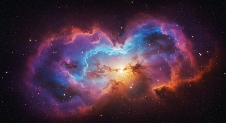 Space landscape with vibrant nebula and star field