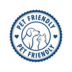 Pet friendly stamp vector illustration dog cat animal welcome seal business sign