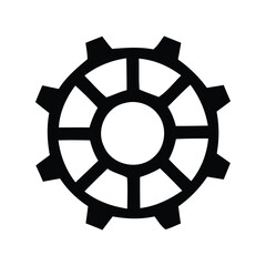 Obraz premium Black gear cogwheel vector illustration mechanical engineering part industrial machinery component technology icon