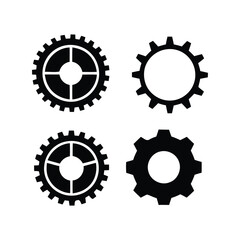 Black gears vector illustration cogwheel icons mechanical parts industry symbols machine elements