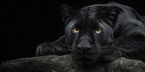 Majestic Black Panther A Close-Up Portrait