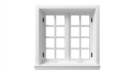 Obraz premium White Double Hung Window with Gridded Panes - Architectural Design Element