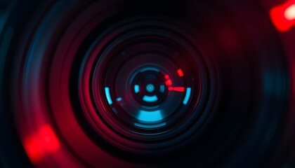 Obraz premium Abstract Technology Background Glowing Circular Design with Red and Blue Lights