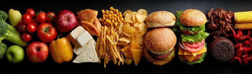 Variety of foods, healthy and unhealthy (1)