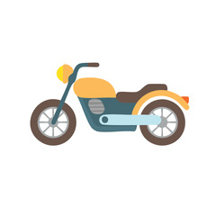 Obraz premium A simple, clean illustration of a motorcycle, designed in a flat style with bright, attractive colors. The motorcycle is presented with a clear and uncluttered look.
