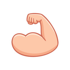 Depiction of a flexed arm in a cartoon style, emphasizing strength and power