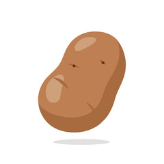 A simple cartoon illustration of a brown potato with small eyes, floating slightly above a surface.