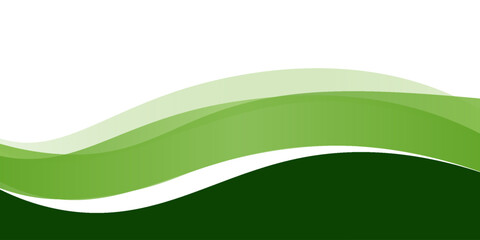Abstract green wave background, Vector green line background curve element with white space for text and message design, overlapping layers.