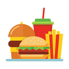fast food combo meal with burger fries and drink