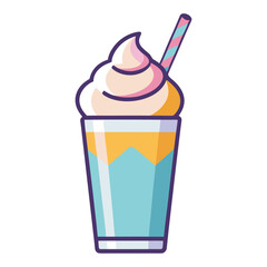 Milkshake with whipped cream on a clean white background illustration