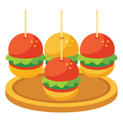 mini burgers set on a white background with sliders