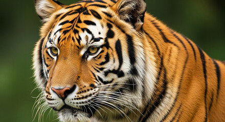 Fototapeta premium A majestic tiger's intense gaze captures the essence of its wild beauty and powerful presence