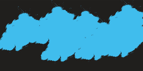 Energetic vector grunge element. A bright blue paint stain with distressed, aggressive brush stroke textures on a black background. Ideal for urban-themed posters and flyers.