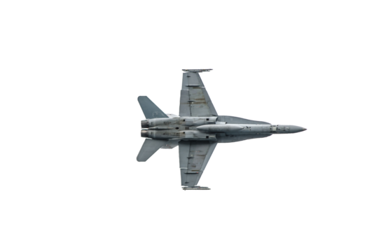 Military Air fighter Jet flying isolated on Transparent Background