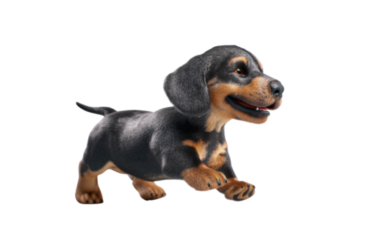 Cute puppy in running pose transparent background