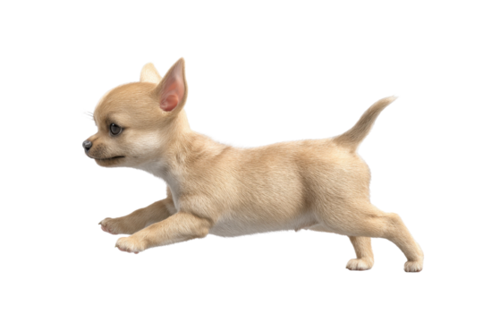 Cute puppy in running pose transparent background