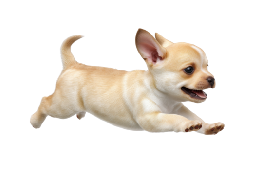 Cute puppy in running pose transparent background