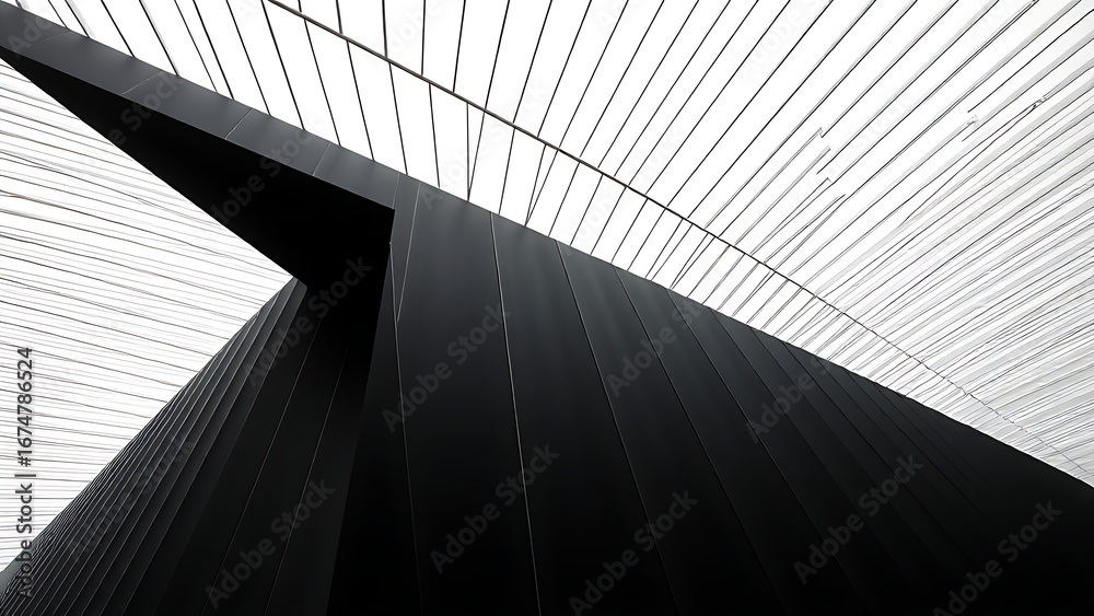 Wall mural abstract geometric lines forming an architectural pattern, monochromatic gradient creating a modern 