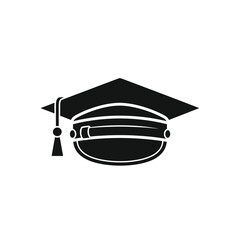 Black graduation cap with a tassel, a symbol of academic achievement and education.